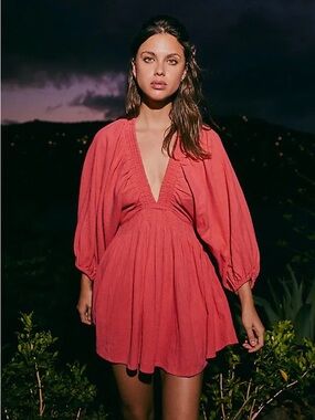 Free People Coral Pink Watermelon Mini Dress